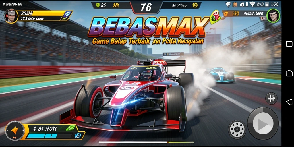 Tangkapan layar dari gameplay Racing BEBASMAX yang seru.