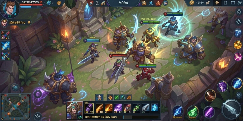 Screenshot menampilkan aksi seru di dalam game MOBA DIREKTURTOTO.