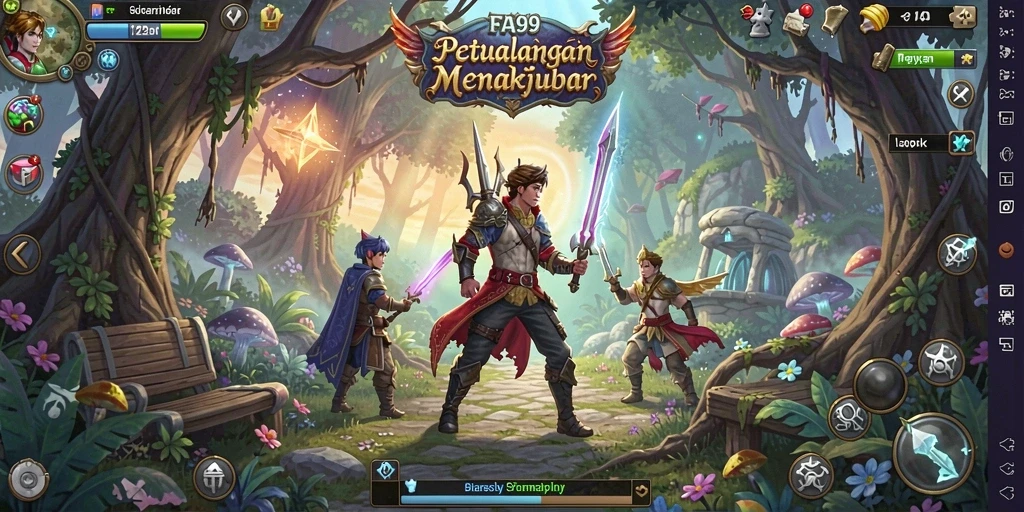 Screenshot FA99 menampilkan aksi pertarungan epik dalam dunia RPG.