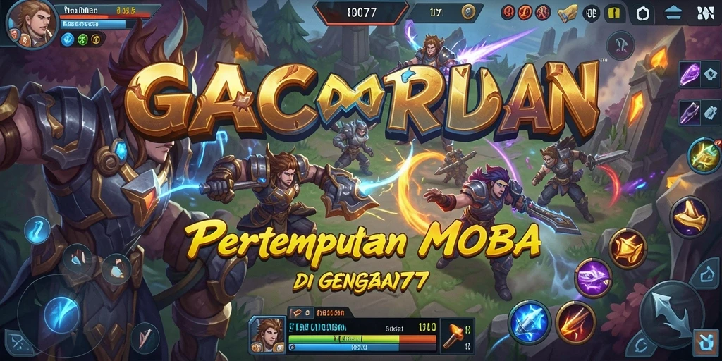 Screenshot game MOBA GACOR77 menampilkan aksi pertempuran seru dengan grafis yang memukau.
