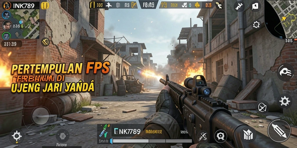 Gameplay mendebarkan INK789 dengan pertempuran FPS yang intens.