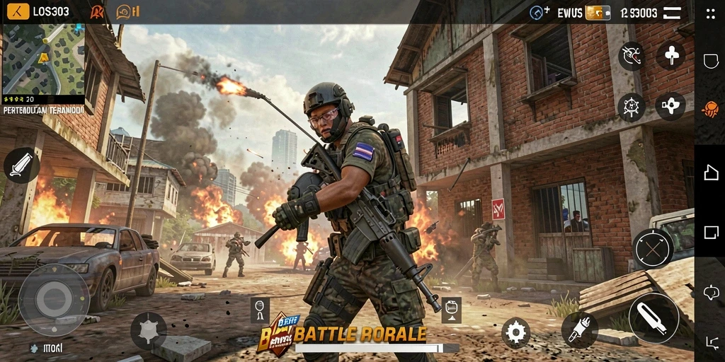 Gameplay seru dan intens di LOS303 Battle Royale.