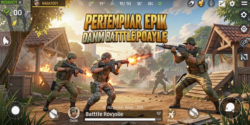 Screenshot gameplay NAGA1001 menampilkan strategi dan aksi dalam Battle Royale.
