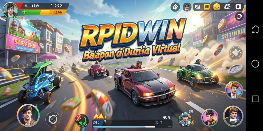 Screenshot gameplay RPIDWIN menampilkan balapan mendebarkan di lintasan yang menantang.