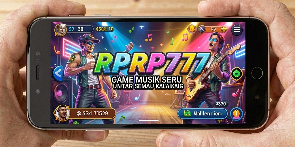Screenshot gameplay RPRP777 menampilkan antarmuka menarik dengan lagu-lagu seru.
