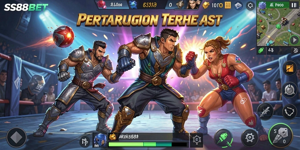Tangkapan layar menampilkan aksi pertempuran intens di SS88BET.