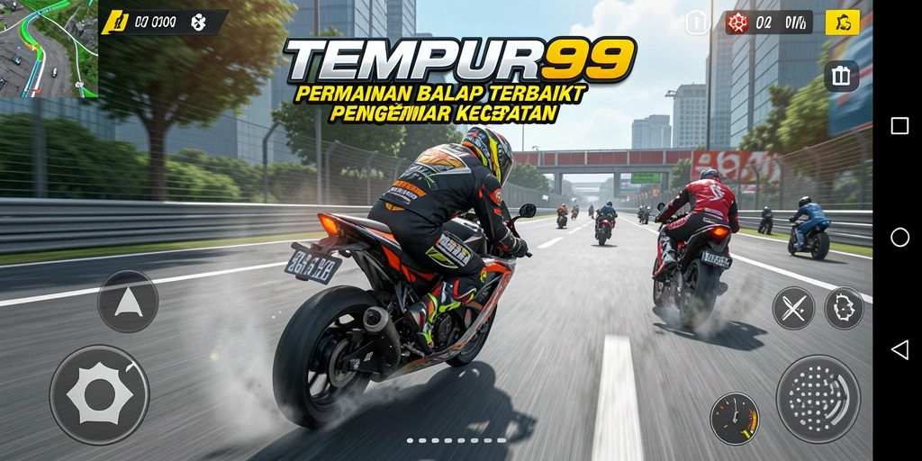 Tampilan gameplay yang dinamis dan seru dalam balapan motor.