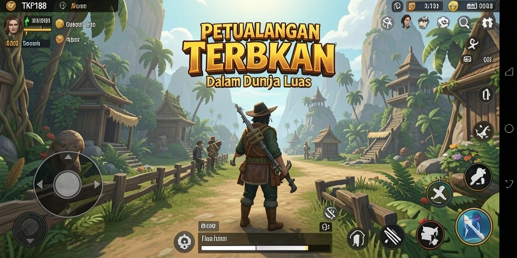 Screenshot gameplay TKP188 menunjukkan petualangan di dunia terbuka yang menakjubkan.